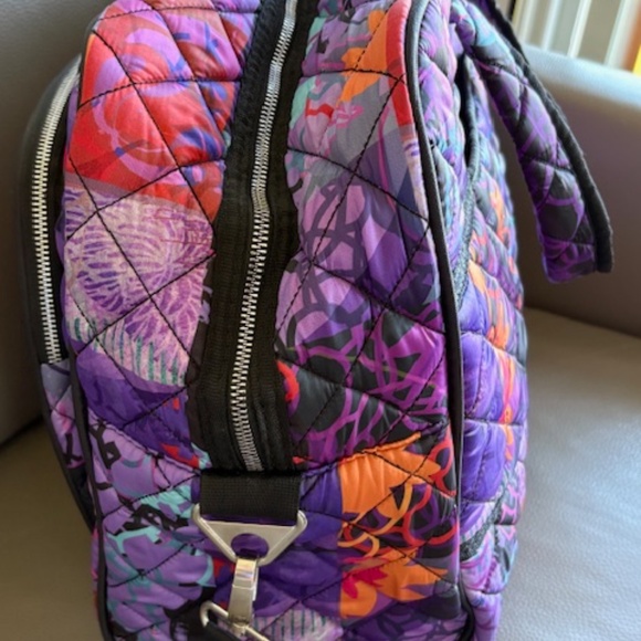 DOLCEZZA large quilted fabric travel bag multicolour purple with shoulder strap - Picture 11 of 16